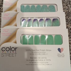 Color Street Press-On Nails - Mint Green and Glittery Purple